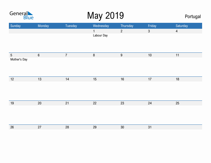 Fillable May 2019 Calendar