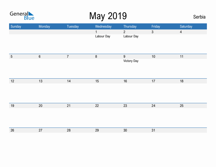 Fillable May 2019 Calendar