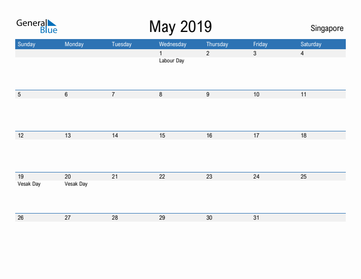 Fillable May 2019 Calendar