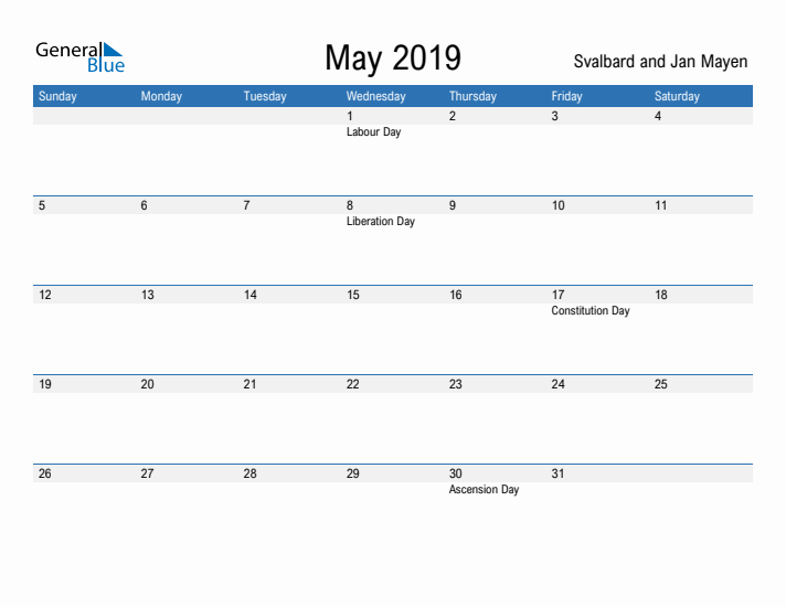 Fillable May 2019 Calendar