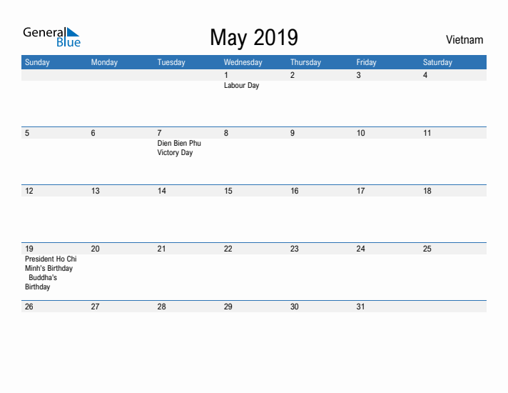 Fillable May 2019 Calendar