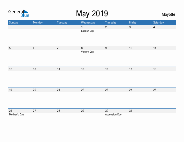 Fillable May 2019 Calendar