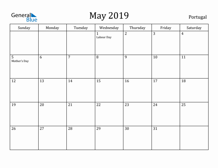 May 2019 Calendar Portugal