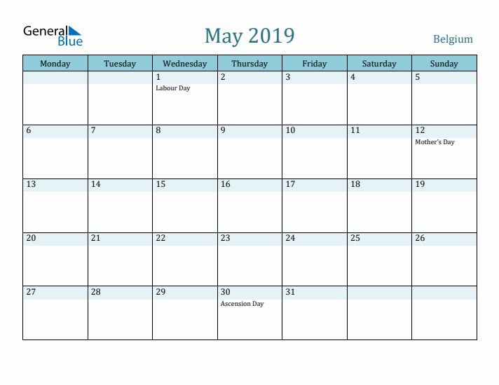 May 2019 Calendar with Holidays