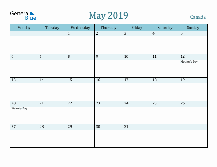 May 2019 Calendar with Holidays