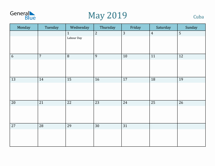 May 2019 Calendar with Holidays