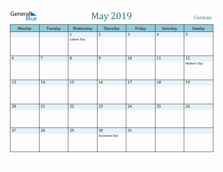 May 2019 Calendar with Holidays