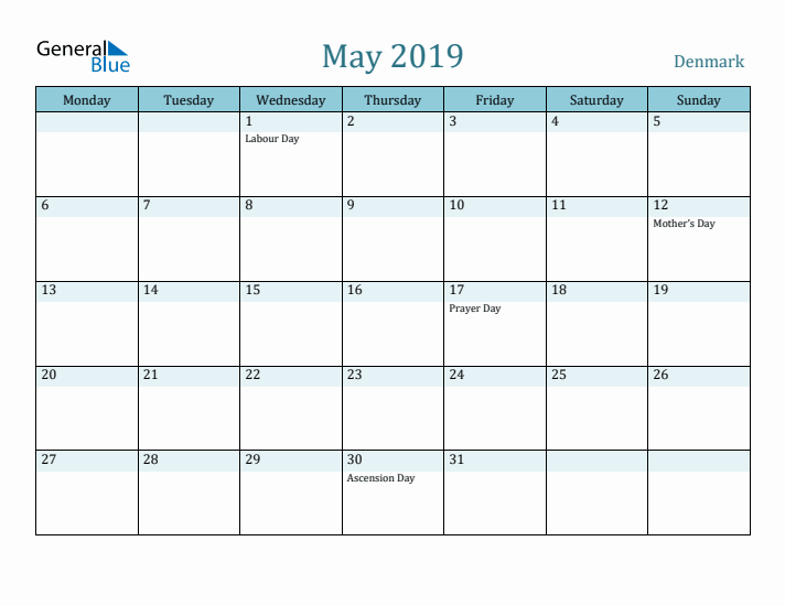 May 2019 Calendar with Holidays