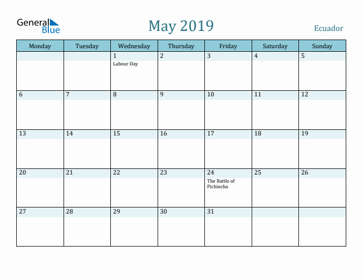 May 2019 Calendar with Holidays