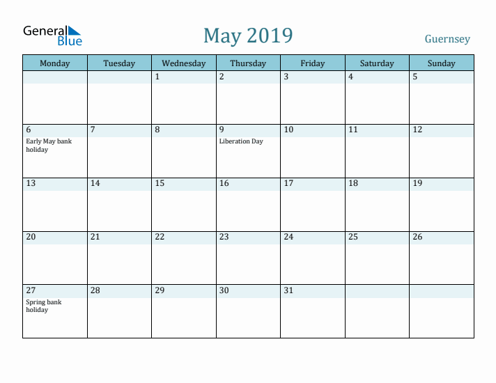 May 2019 Calendar with Holidays