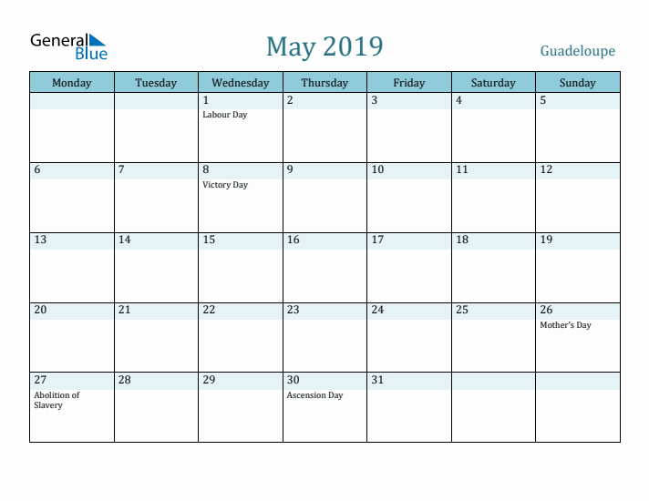 May 2019 Calendar with Holidays