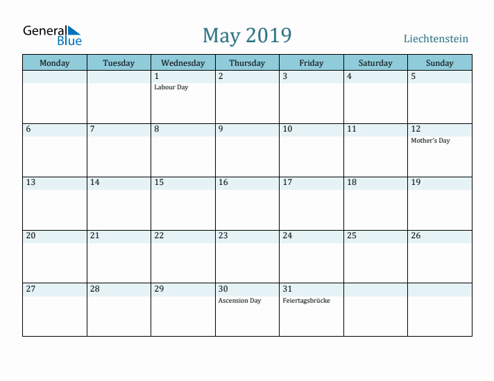 May 2019 Calendar with Holidays