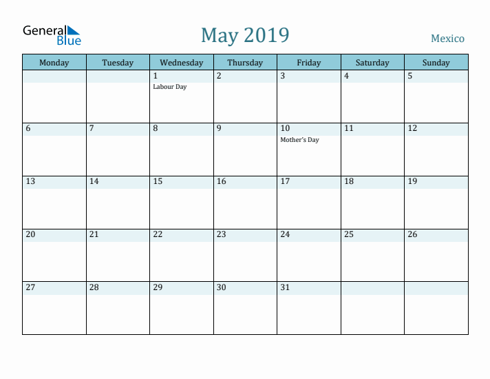 May 2019 Calendar with Holidays