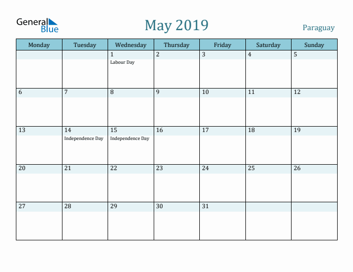 May 2019 Calendar with Holidays