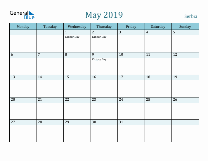 May 2019 Calendar with Holidays