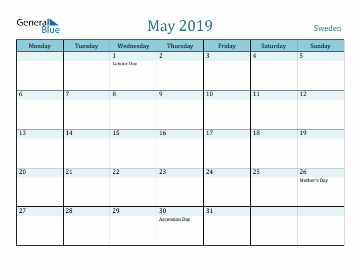 May 2019 Calendar with Holidays