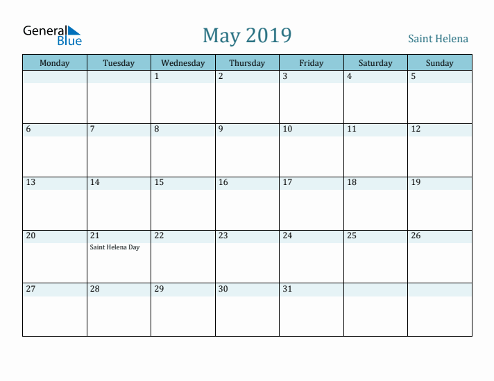 May 2019 Calendar with Holidays