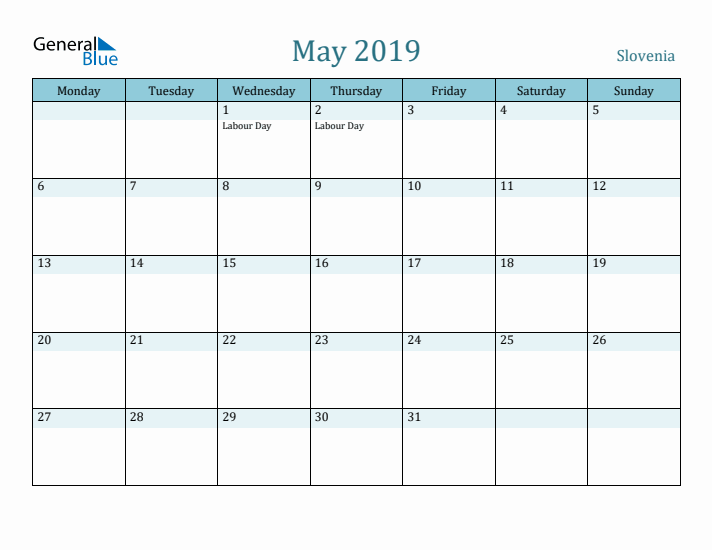 May 2019 Calendar with Holidays