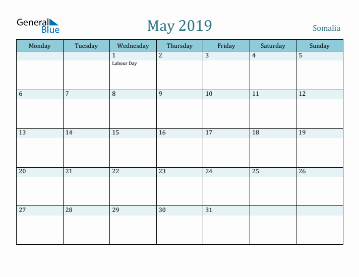 May 2019 Calendar with Holidays