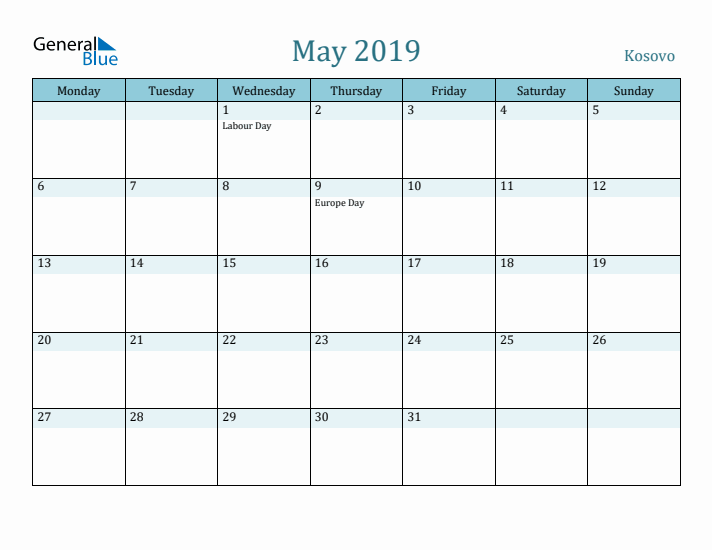 May 2019 Calendar with Holidays