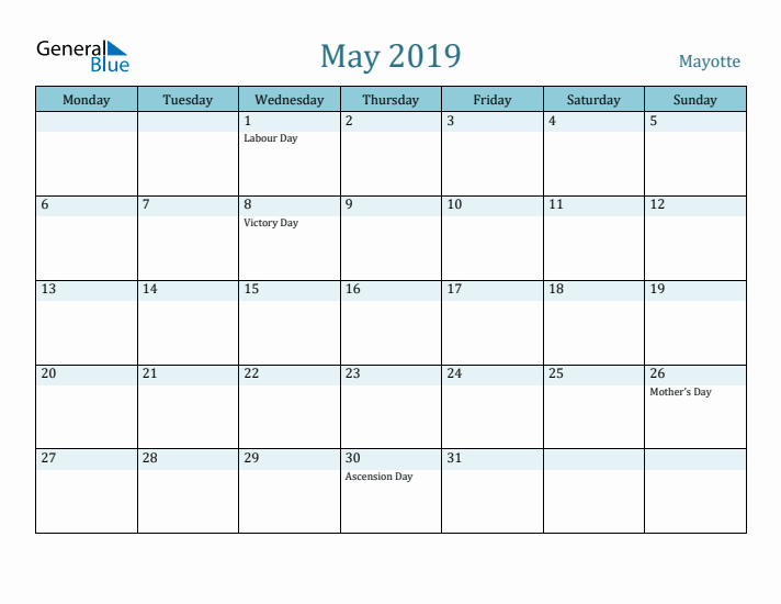 May 2019 Calendar with Holidays