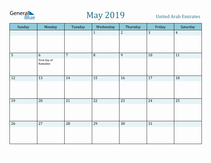 May 2019 Calendar with Holidays