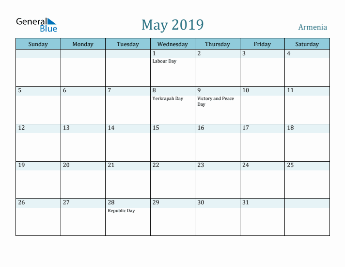 May 2019 Calendar with Holidays