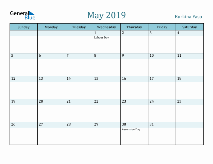 May 2019 Calendar with Holidays