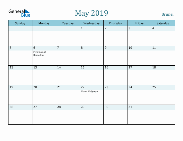 May 2019 Calendar with Holidays