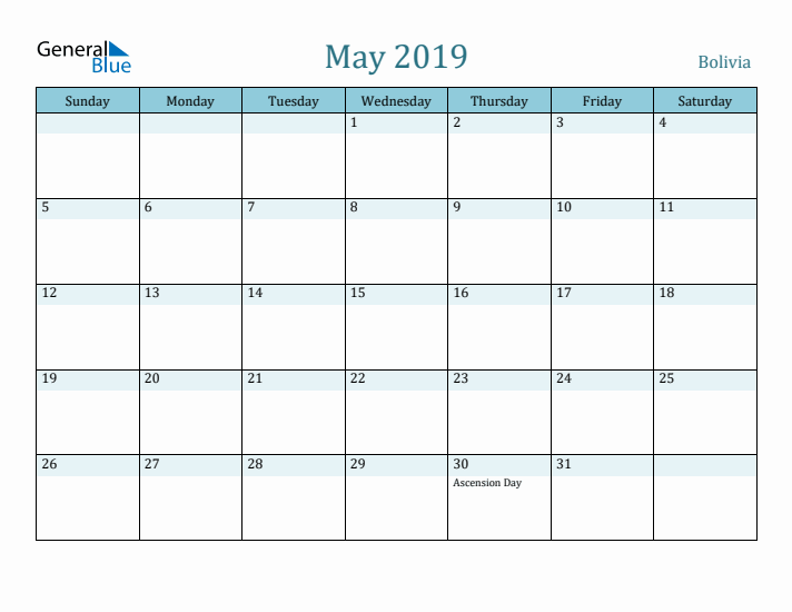 May 2019 Calendar with Holidays