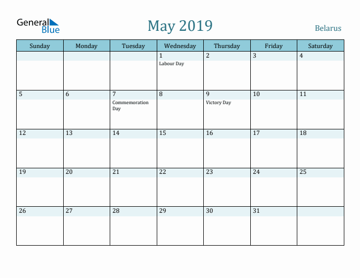 May 2019 Calendar with Holidays