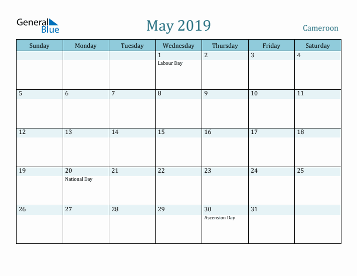 May 2019 Calendar with Holidays