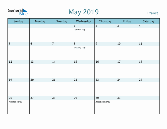 May 2019 Calendar with Holidays