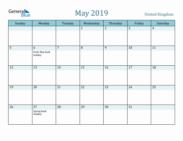 May 2019 Calendar with Holidays