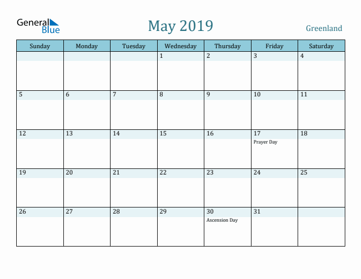 May 2019 Calendar with Holidays