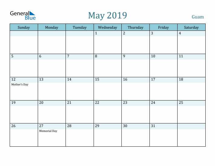 May 2019 Calendar with Holidays