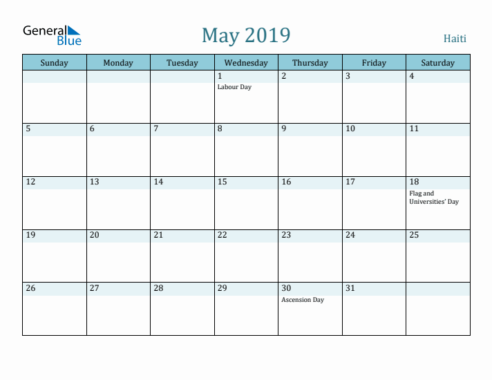 May 2019 Calendar with Holidays