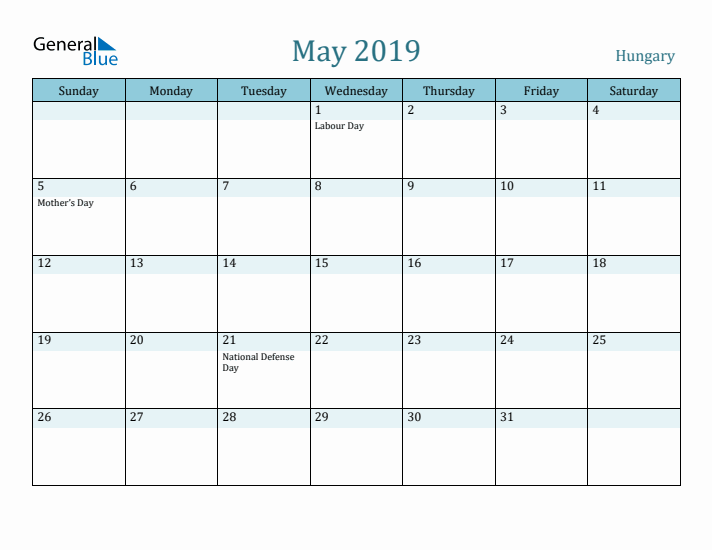 May 2019 Calendar with Holidays