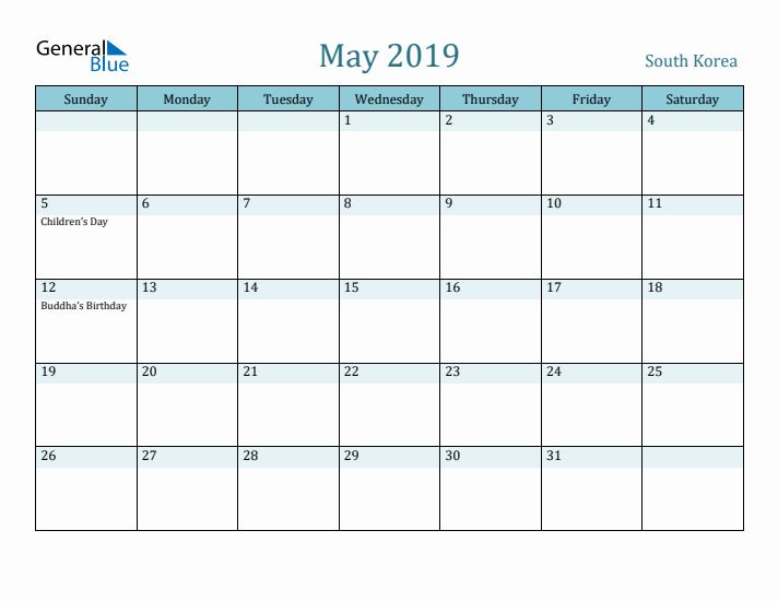 May 2019 Calendar with Holidays