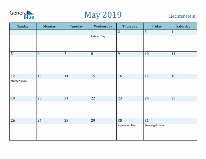 May 2019 Calendar with Holidays