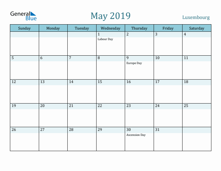 May 2019 Calendar with Holidays