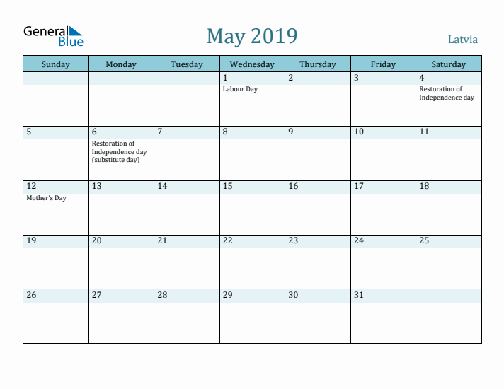 May 2019 Calendar with Holidays