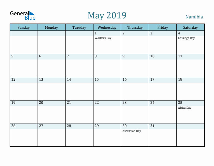 May 2019 Calendar with Holidays