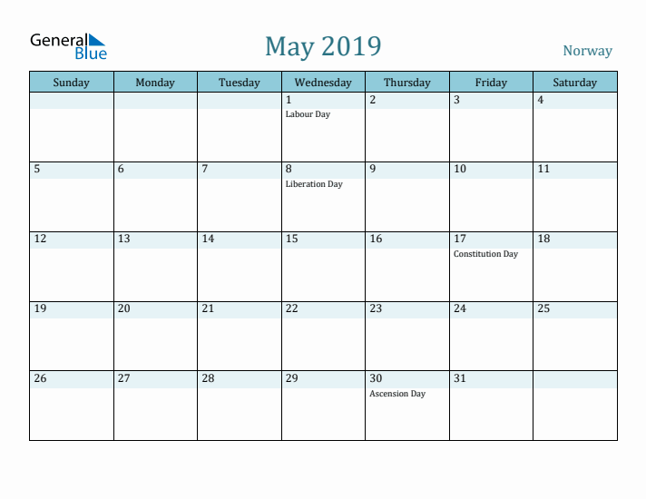 May 2019 Calendar with Holidays