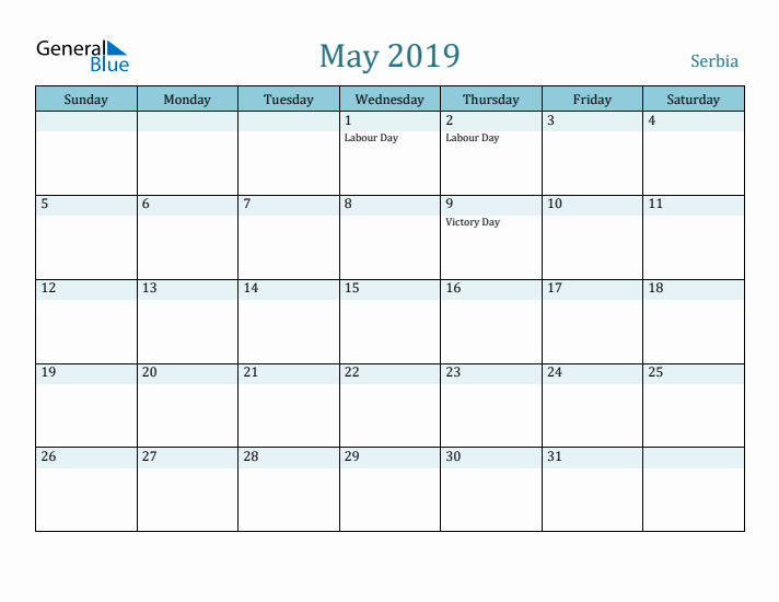 May 2019 Calendar with Holidays