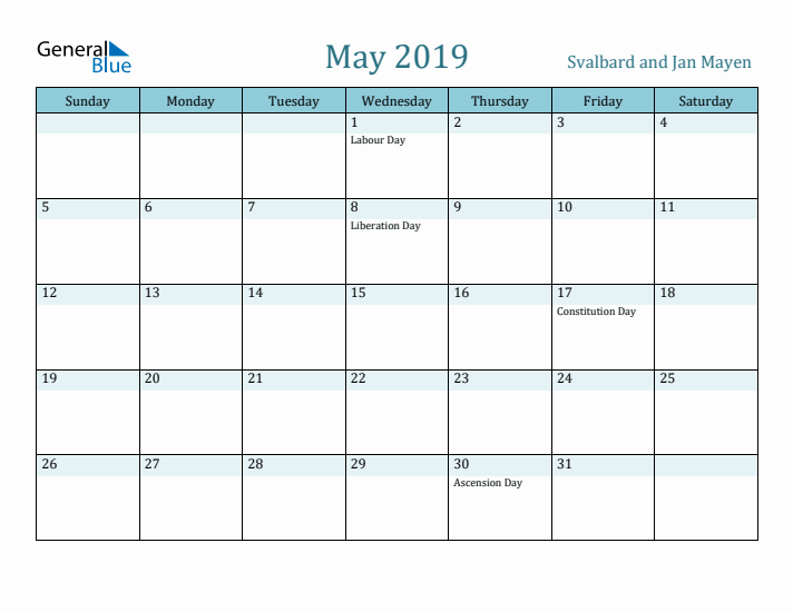 May 2019 Calendar with Holidays