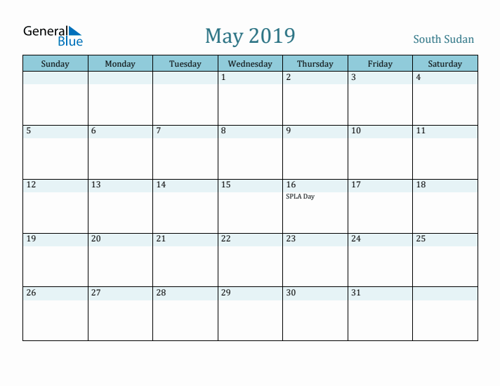 May 2019 Calendar with Holidays