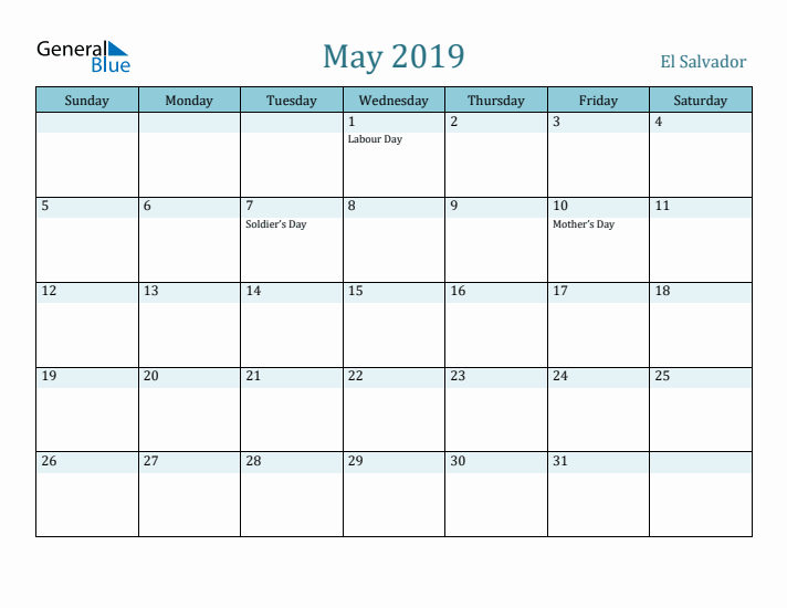 May 2019 Calendar with Holidays