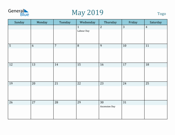 May 2019 Calendar with Holidays