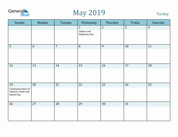 May 2019 Calendar with Holidays